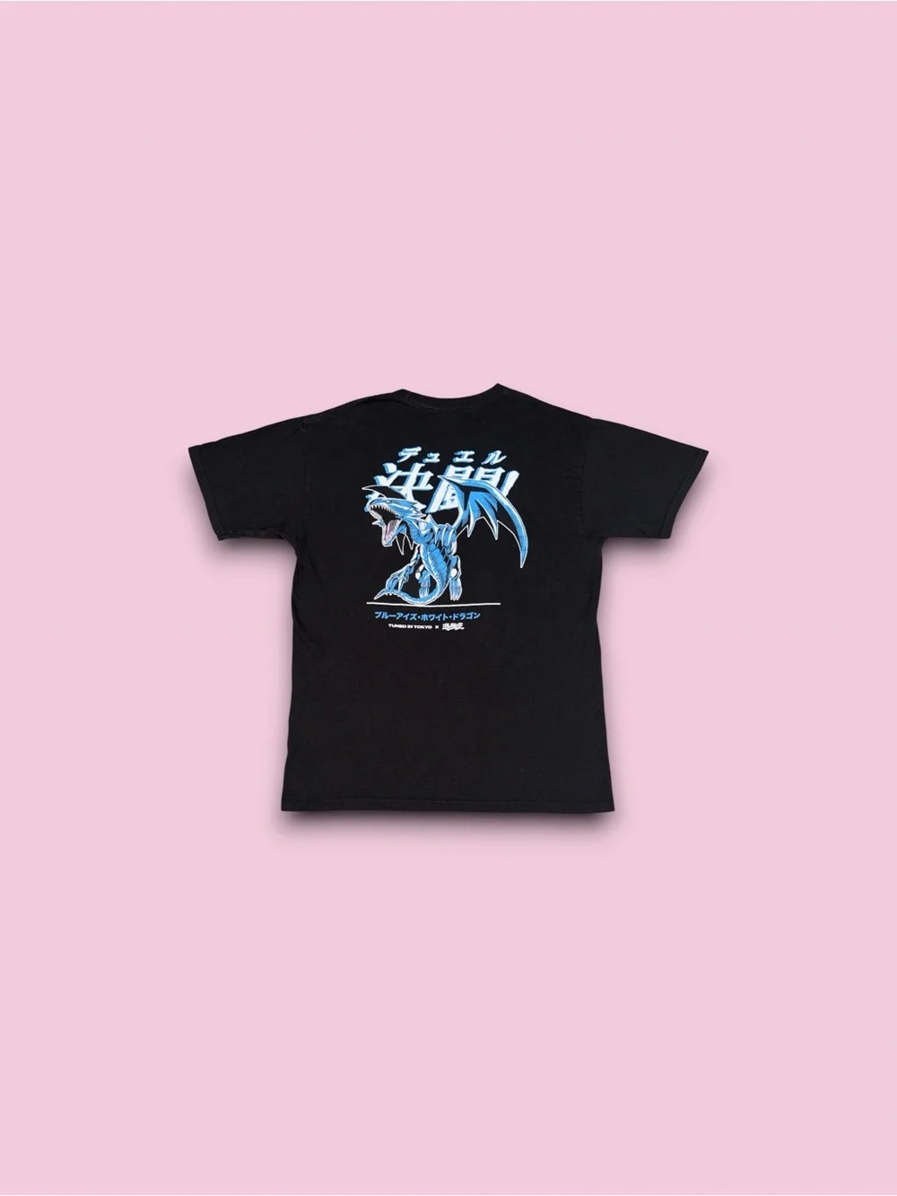 Yu-Gi-Oh! blue eyes white dragon graphic t-shirt black mens large